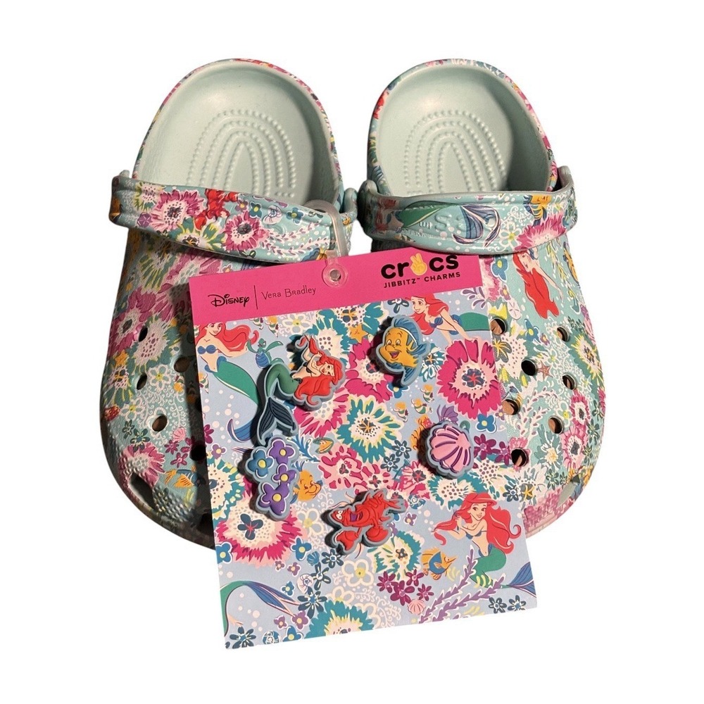 Vera Bradley x Disney Little Mermaid x Crocs J3/W5 & Jibbitz Charms New In Bag